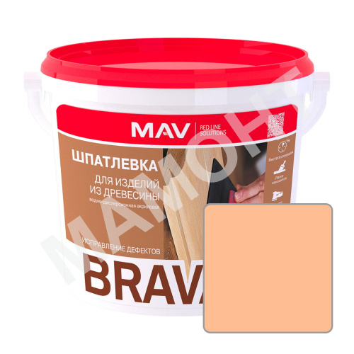 Шпатлевка акриловая MAV BRAVA ACRYL PROFI-1, орех, 1 л (1,3 кг)