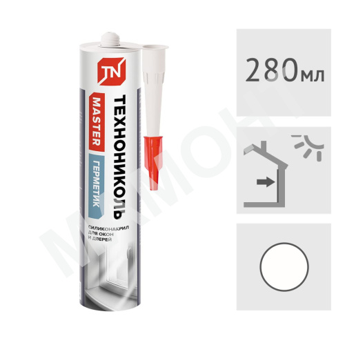 Герметик силиконизированный для окон и дверей ТЕХНОНИКОЛЬ, белый, 280 мл