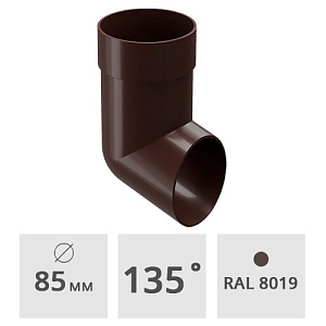 Слив (наконечник) трубы Docke Premium ПВХ 85 мм, шоколад (RAL 8019)