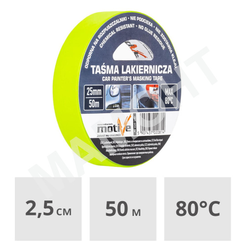 Лента малярная термостойкая 25 мм x 50 м Motive (020312)