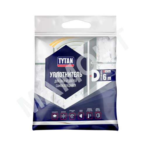 Уплотнитель для окон и дверей Tytan Professional D белый 9 мм x 6 м - Фото 2