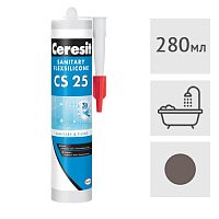 Силиконовый герметик Ceresit CS 25 санитарный (58) шоколад, 280 мл