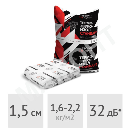 Мат звукопоглощающий ТехноСонус ТермоЗвукоИзол Стандарт 15 мм, 15 м2