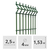 3D Панель для забора сварная Medium, (4 мм, 1,53 x 2,5 м), (RAL6005, зеленый)