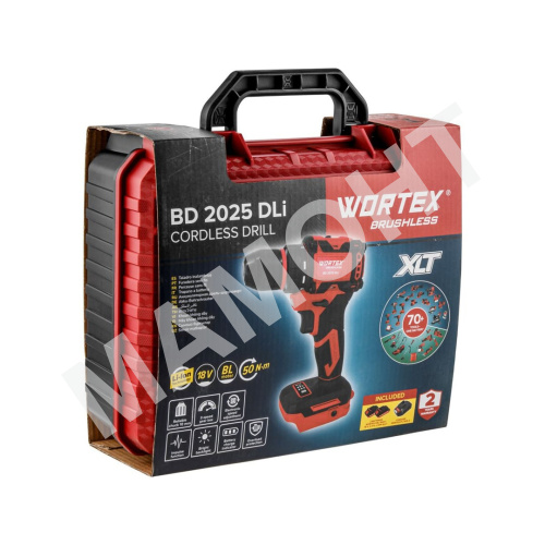 Аккумуляторная дрель-шуруповерт WORTEX BD 2025-1 DLi в чемодане