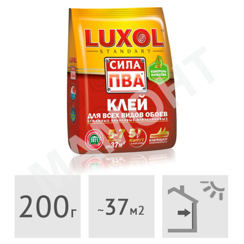 Клей обойный LUXOL Standart Сила ПВА, 200 г