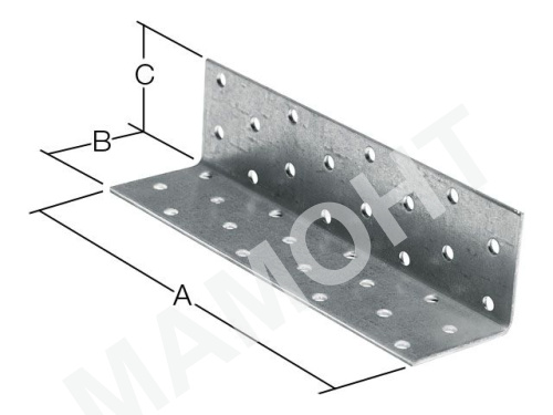 Уголок крепежный равносторонний KUR 100 x 40 x 40 мм, металл 1,5 мм