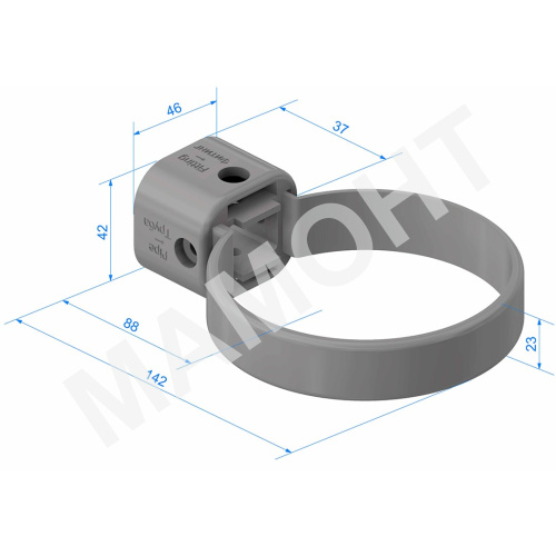 Хомут трубы универсальный Docke Lux ПВХ 100 мм, графит