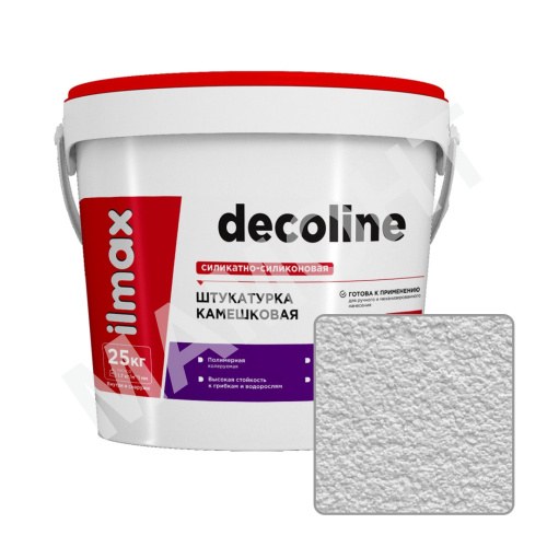 Штукатурка камешковая силикатно-силиконовая ilmax decoline, 2,0 мм, белая, 25 кг