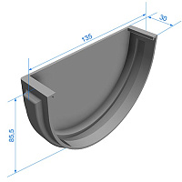Заглушка желоба Docke Premium ПВХ 120 мм, графит (RAL 7024)