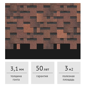 Гибкая черепица Docke PIE PREMIUM Генуя кофе, 3 м2