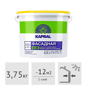 Краска фасадная акриловая Kapral Е-20, 3,75 кг