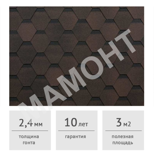 Гибкая черепица ТЕХНОНИКОЛЬ Оптима Соната Коричневый, 3 м2