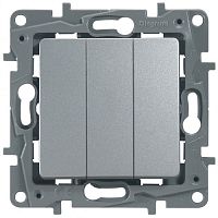 Выключатель Legrand ETIKA 3-клавишный, алюминий