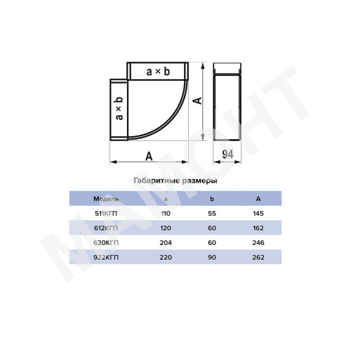 Колено горизонтальное 90° для плоских каналов ERA - Фото 2