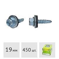 Саморез 4.8 x 19 мм кровельный со сверлом PT3 и резиновой прокладкой, цинк, 450 шт. ЕКТ