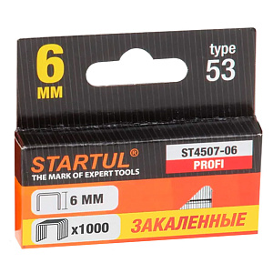 Скобы закалённые 6 мм тип 53, 1000 шт. STARTUL PROFI (ST4507-06)