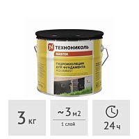 Мастика Aquamast для гидроизоляции фундаментов битумная холодная, 3 кг