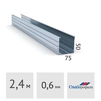 Профиль стоечный нарезанный Скайпрофиль CW 75 x 50 x 2400 мм, сталь 0.6 мм
