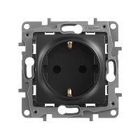 Розетка Legrand ETIKA с заземлением со шторками, антрацит