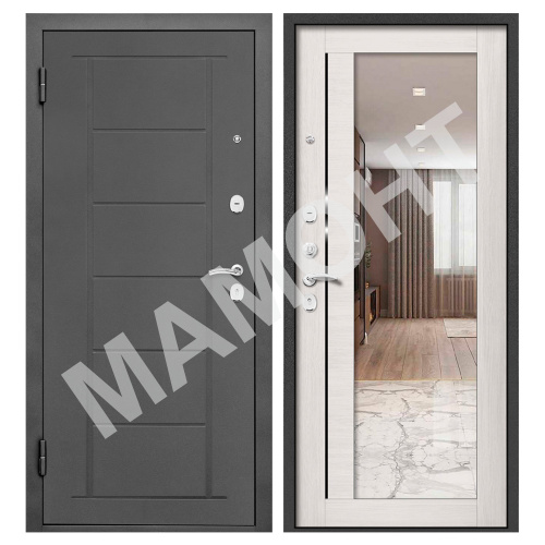 Дверь МАРС 12 Зеркало Антрацит / Эшвайт Промет