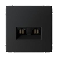 Розетка Systeme Electric ATLASDESIGN двойная компьютерная RJ45+RJ45, механизм, кат. 5Е, карбон