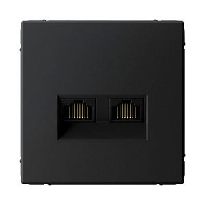 Розетка Systeme Electric ATLASDESIGN двойная компьютерная RJ45+RJ45, механизм, кат. 5Е, карбон