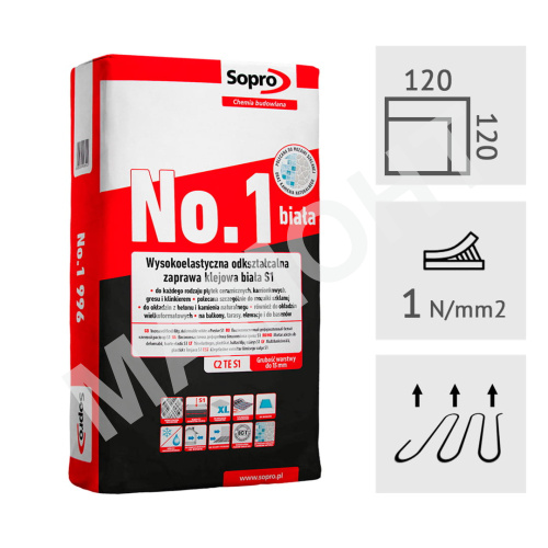 Клей для плитки высокоэластичный Sopro N1/996, 22,5 кг