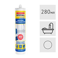 Силиконовый нейтральный герметик Soudal санитарный (кухни/ванные) бесцветный, 280 мл