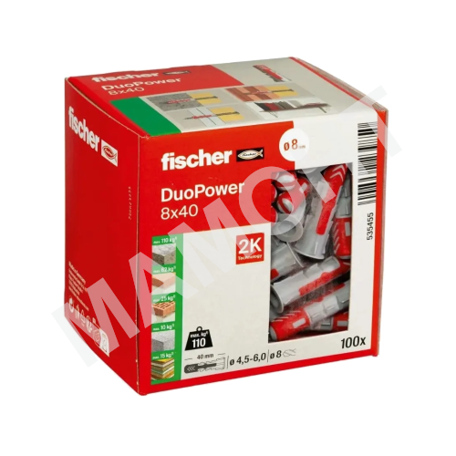 Дюбель распорный универсальный 8*40 мм (100 шт.) Fischer DUOPOWER (535455K)