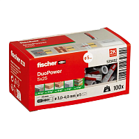 Дюбель распорный универсальный 5 x 25 мм (100 шт.) Fischer DUOPOWER (535452K)