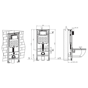 Инсталляция для унитаза 3 в 1 с кнопкой 301, AV Engineering (AVW31-301)