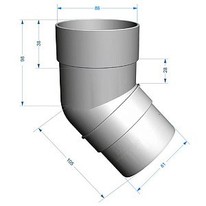 Колено трубы 45° Docke Premium 85 мм, графит (RAL 7024)