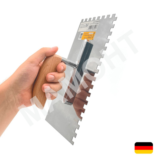 Гладилка нержавеющая 270 x 130 мм зуб 6 x 6 мм МАМОНТ (INS-MMNT-1072)