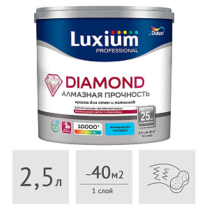 Краска Luxium (Dulux) Professional Diamond Matt матовая, 2,5 л