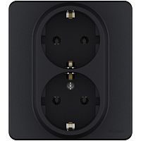 Розетка Legrand INSPIRIA двойная с заземлением, антрацит