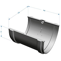 Соединитель желоба Docke Premium ПВХ 120 мм, графит (RAL 7024)