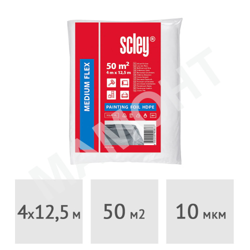 Пленка защитная укрывочная SCLEY 4 x 12,5 м, 10 мкм (0400-100412)