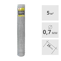 Сетка сварная оцинкованная LIHTAR МИНИ (0.7 мм, 25 x 25 мм) 1 x 5 м