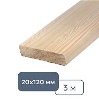 Доска строганая техсушки 20 x 120 x 3000 мм (с фаской)