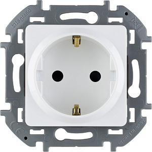 Розетка Legrand INSPIRIA с заземлением со шторками, белый