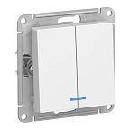 Выключатель Systeme Electric ATLASDESIGN 2-клавишный с подсветкой, белый
