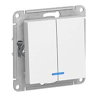 Выключатель Systeme Electric ATLASDESIGN 2-клавишный с подсветкой, белый