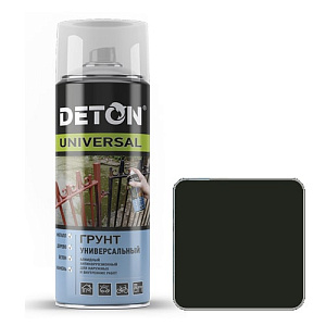 Грунт аэрозоль алкидный DETON UNIVERSAL атмосферостойкий, черный, 520 мл