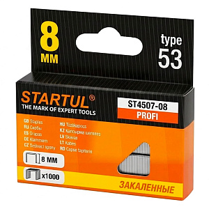 Скобы закалённые 8 мм тип 53, 1000 шт. STARTUL PROFI (ST4507-08)