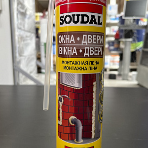 Пена монтажная Soudal ОКНА ДВЕРИ бытовая с аппликатором Genius Gun, 750 мл