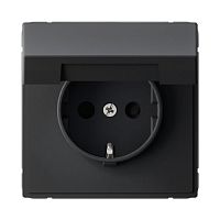 Розетка Systeme Electric ARTGALLERY с заземлением с крышкой, карбон