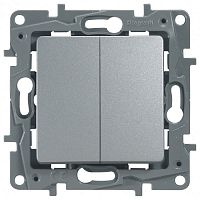 Выключатель Legrand ETIKA 2-клавишный, алюминий