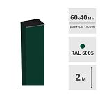 Столб для забора 60 х 40 мм, 2 м (RAL6005, зеленый), с пластиковой заглушкой