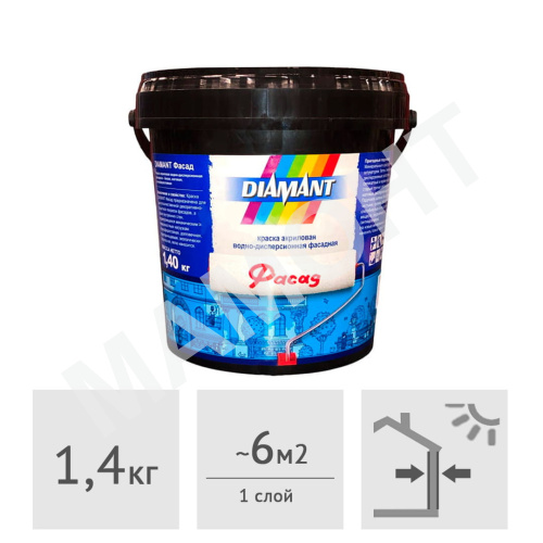 Краска Diamant Фасад, 1,4 кг белая NEW